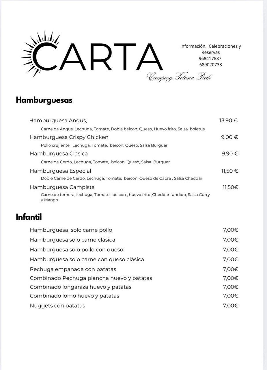Carta de Camping Totana, página 3