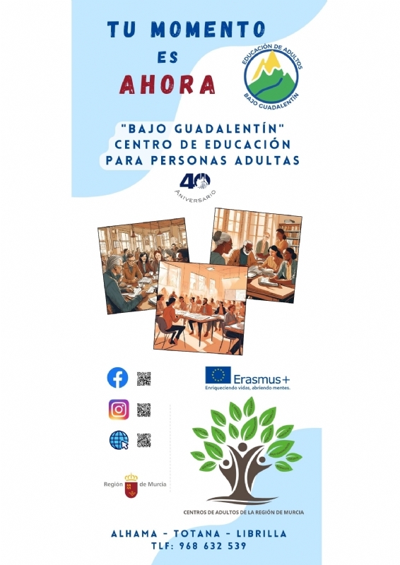 La Concejalía de Educación recuerda la amplia oferta formativa del Centro de Educación para Personas Adultos “Bajo Guadalentín” de cara al curso 2026/2027